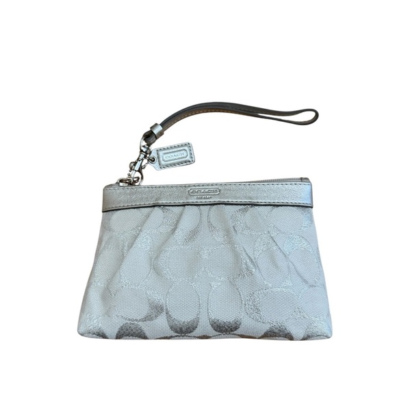 Coach Metallic Silver Wristlet - Picture 1 of 4
